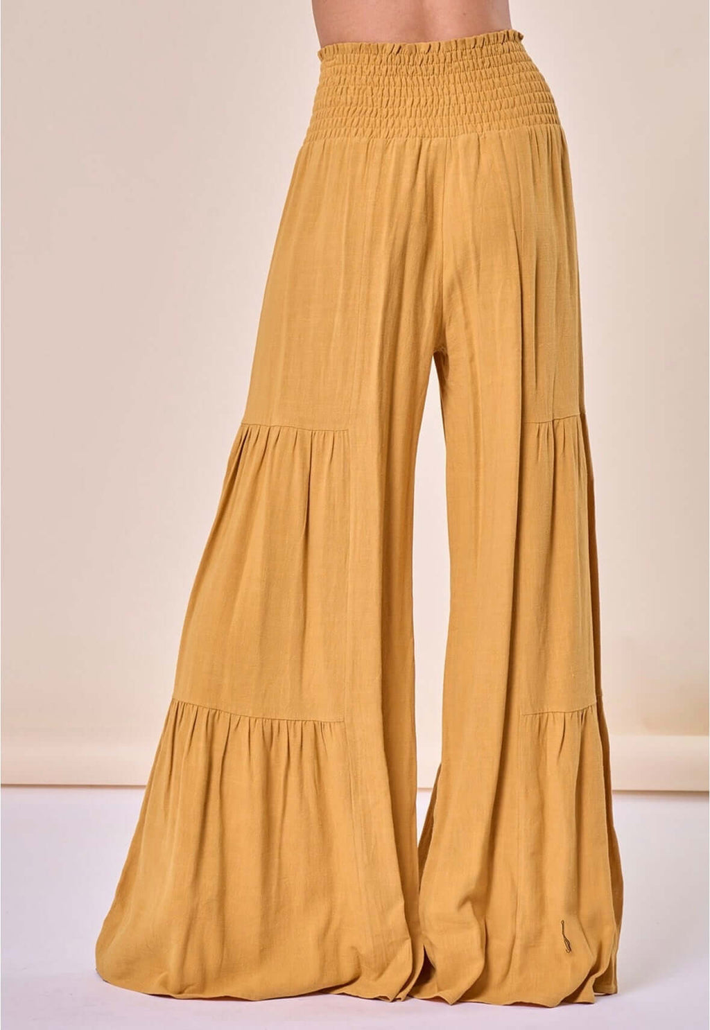 The Macie Pants: Wide Leg Mustard Palazzo Bow Pants - MomQueenBoutique