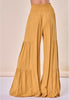 The Macie Pants: Wide Leg Mustard Palazzo Bow Pants - MomQueenBoutique