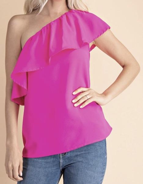 The Maddie Top: One Shoulder Ruffle Top - MomQueenBoutique