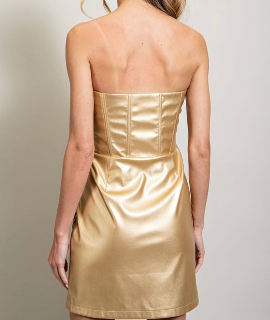 The Madeline Dress: Strapless Pleather Dress - MomQueenBoutique
