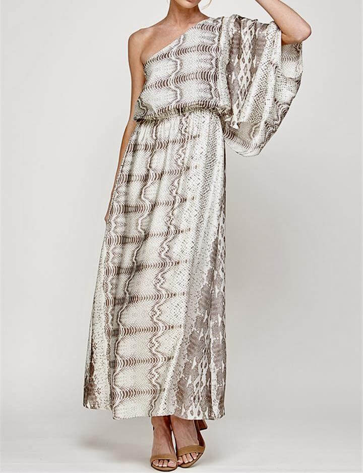 snake satin dress KHAITE - Shaz draped snake-print cupro-satin dress