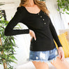 The Maria Top: Long Sleeve Scoop Neck Ribbed Top - MomQueenBoutique