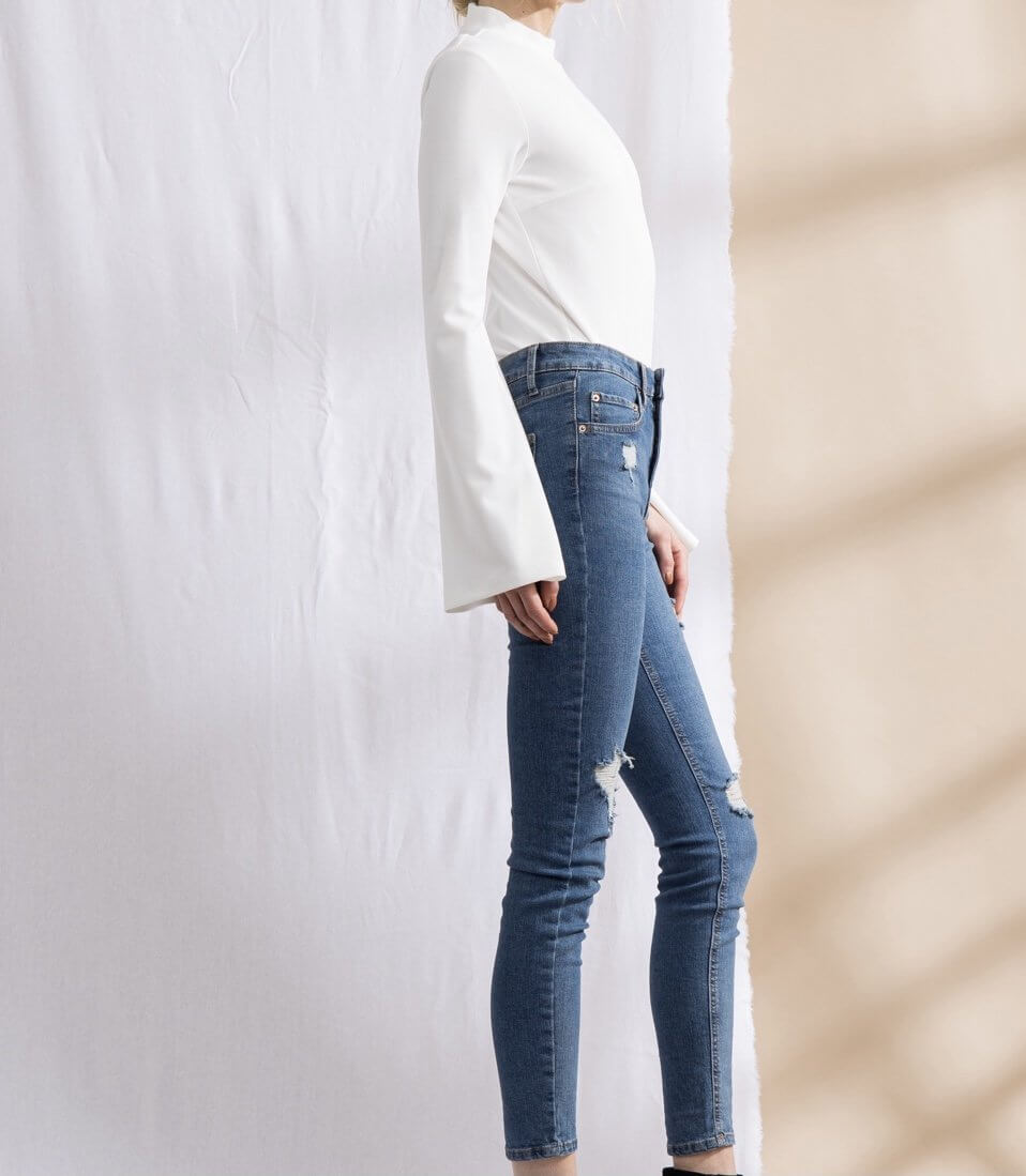 The Marilyn Bodysuit: Mock Neck Open Flare Sleeve Bodysuit - MomQueenBoutique