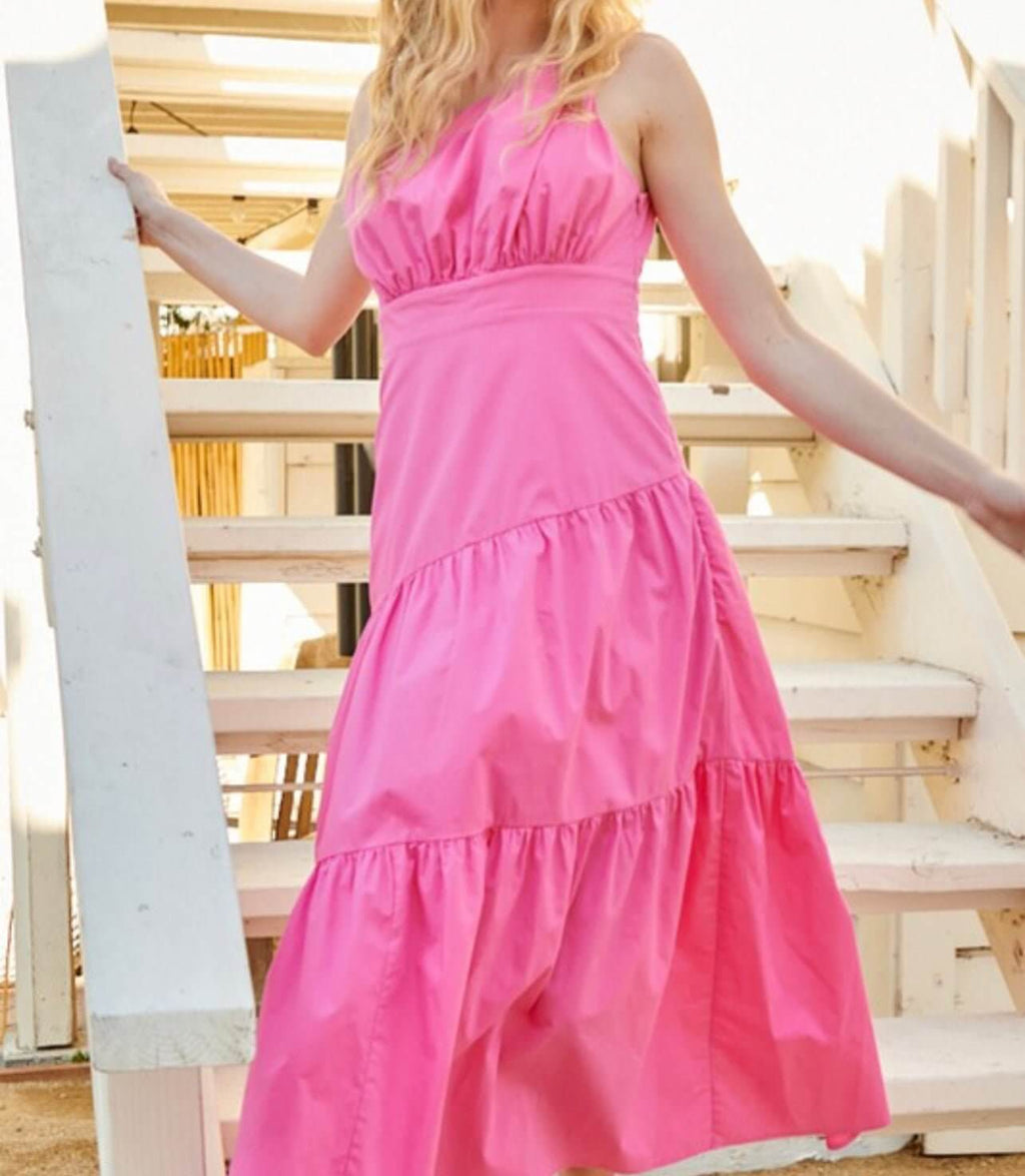 The Mary Dress: Poplin One Shoulder Maxi Dress - MomQueenBoutique