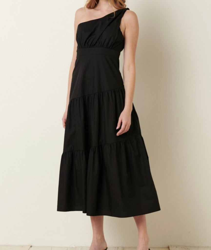 The Mary Dress: Poplin One Shoulder Maxi Dress - MomQueenBoutique
