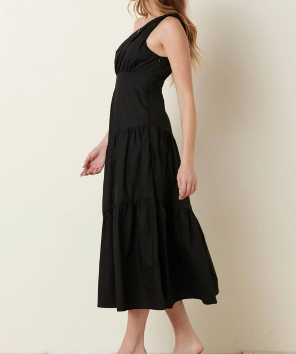 The Mary Dress: Poplin One Shoulder Maxi Dress - MomQueenBoutique