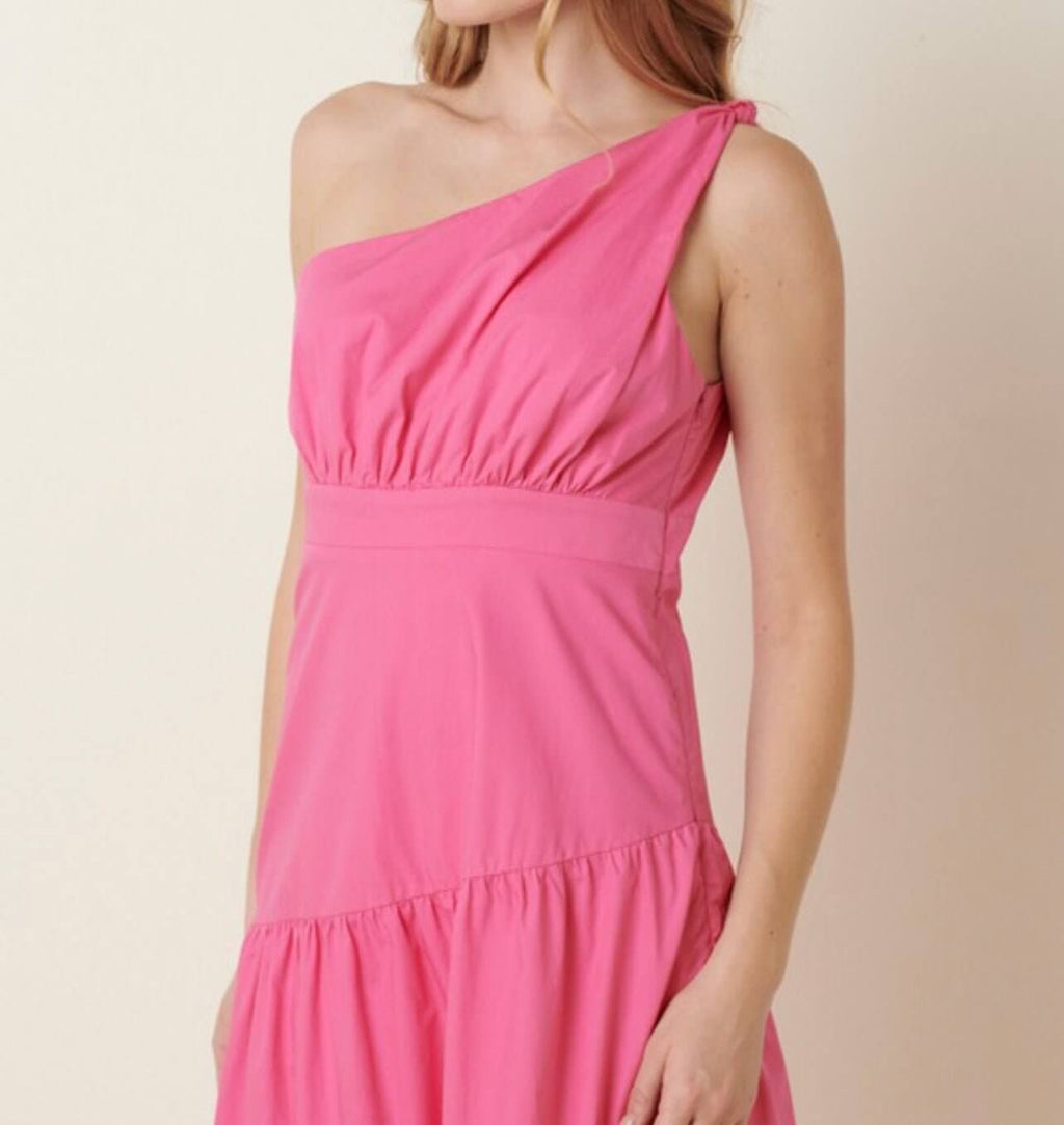 The Mary Dress: Poplin One Shoulder Maxi Dress - MomQueenBoutique