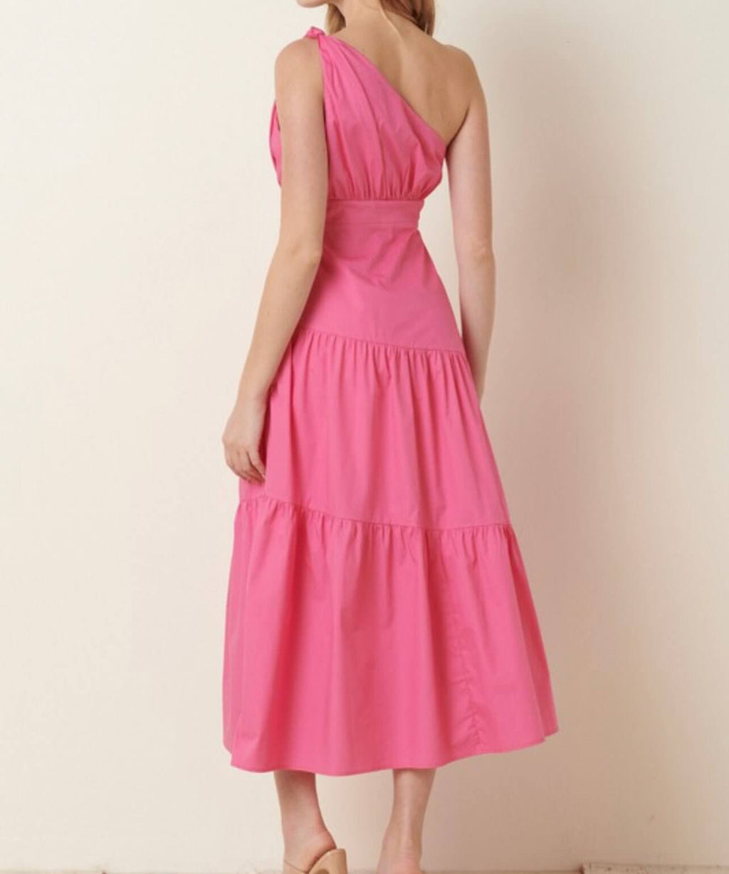 The Mary Dress: Poplin One Shoulder Maxi Dress - MomQueenBoutique