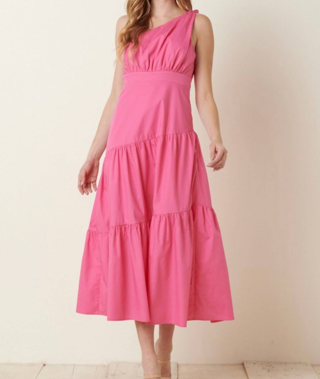 The Mary Dress: Poplin One Shoulder Maxi Dress - MomQueenBoutique