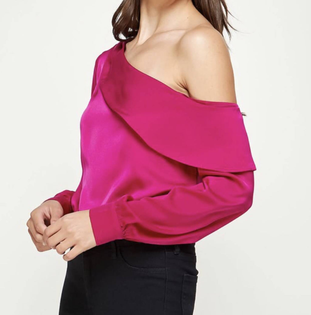 The Melody Bodysuit: One Shoulder Satin Bodysuit - MomQueenBoutique
