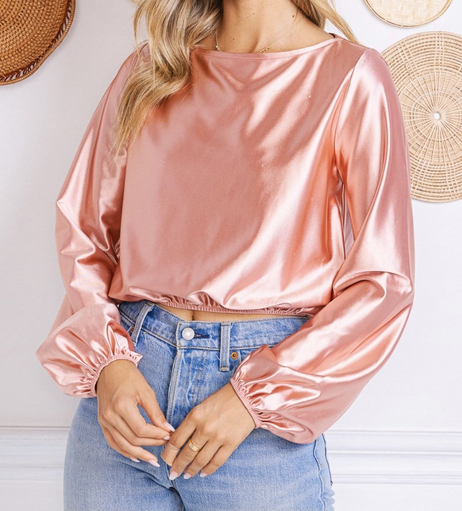 The Michelle Top: Shimmery Pink Back Tie Top - MomQueenBoutique