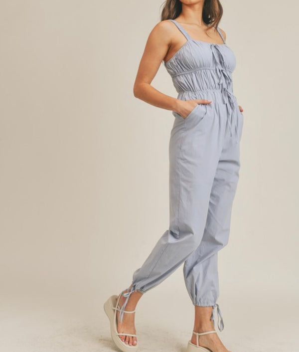 The Mila Jumpsuit: Periwinkle Blue Tiered Jumpsuit - MomQueenBoutique