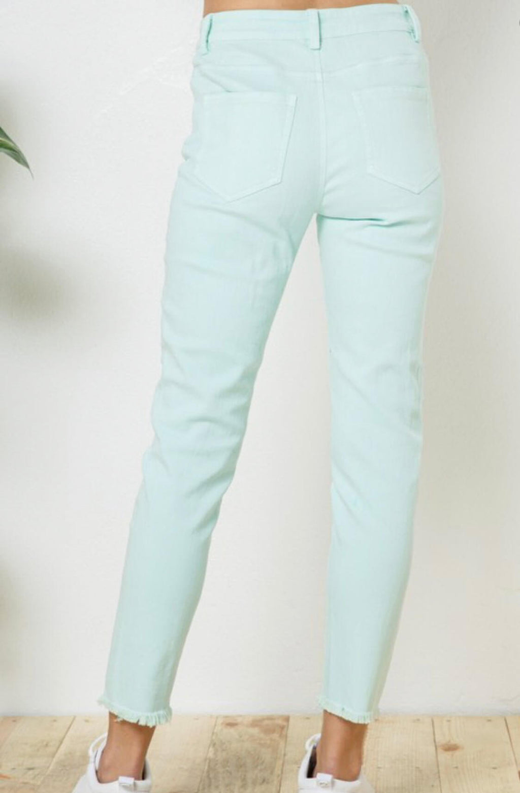 The Mindy Jeans: Mint Denim Stretchy Skinny Jeans - MomQueenBoutique