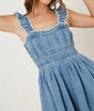 The Monica Romper: Denim Ruffe Pleated Romper - MomQueenBoutique