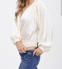 The Morgan Bodysuit: Ivory Wrap Long Sleeve Bodysuit - MomQueenBoutique