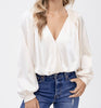 The Morgan Bodysuit: Ivory Wrap Long Sleeve Bodysuit - MomQueenBoutique