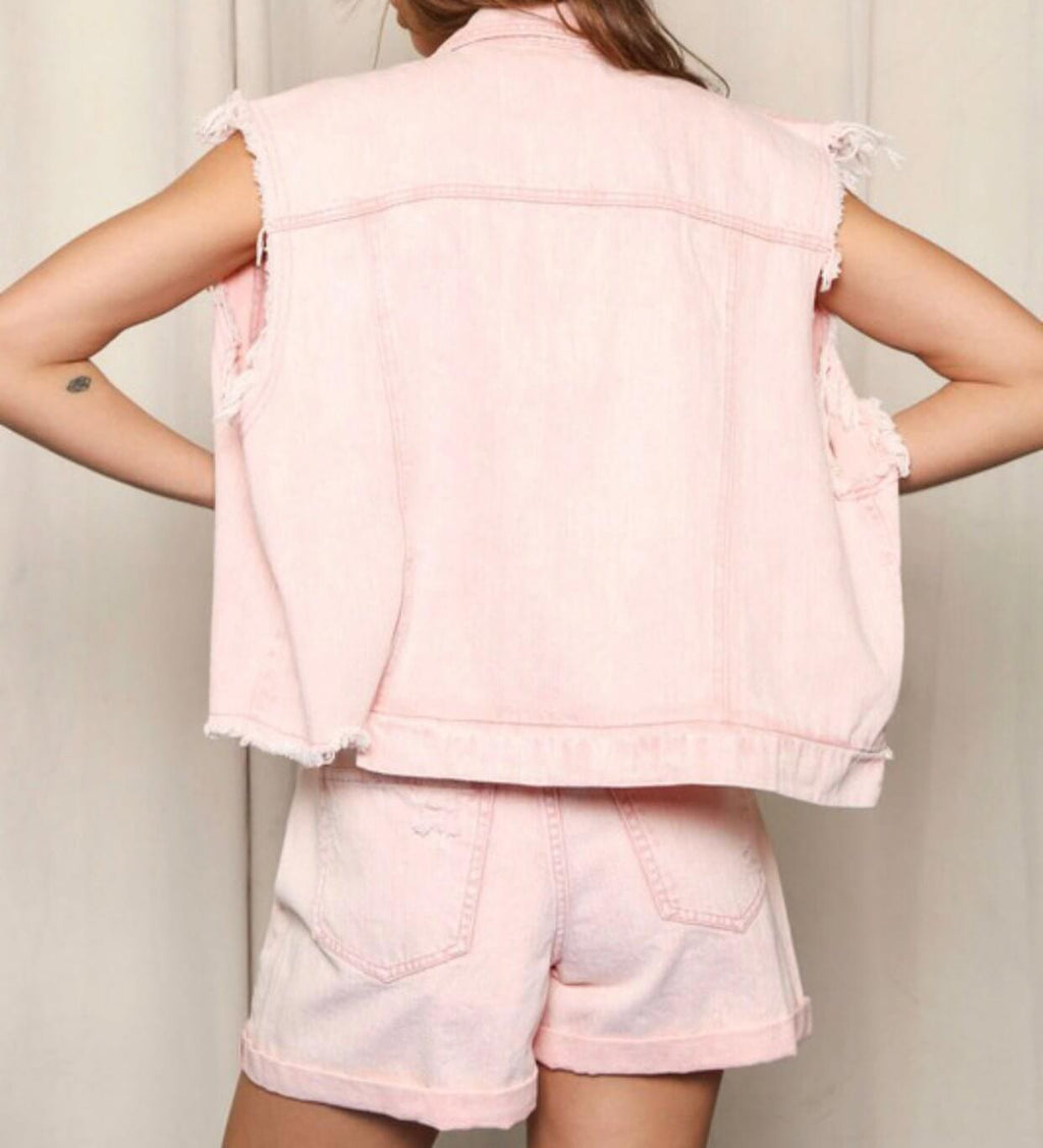 The Mya Shorts: Pink Denim Shorts - MomQueenBoutique