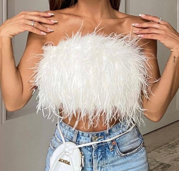 The Natalia Top: Feather Tube Top - MomQueenBoutique