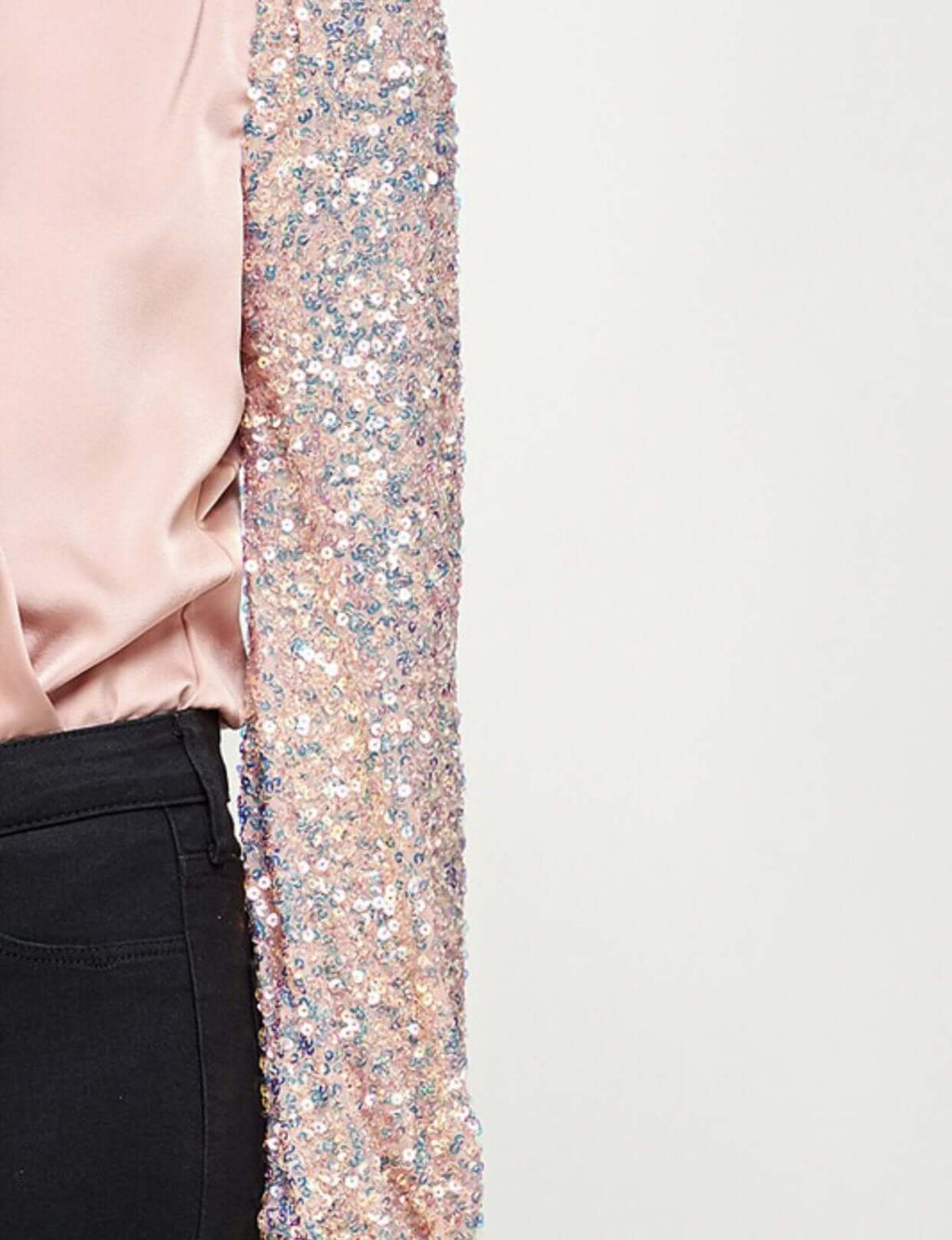 The Natalie Bodysuit: Pink Sequin Sleeve Bodysuit - MomQueenBoutique