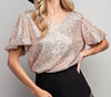 The Nichole Top: Short Sleeve Sequin Top - MomQueenBoutique