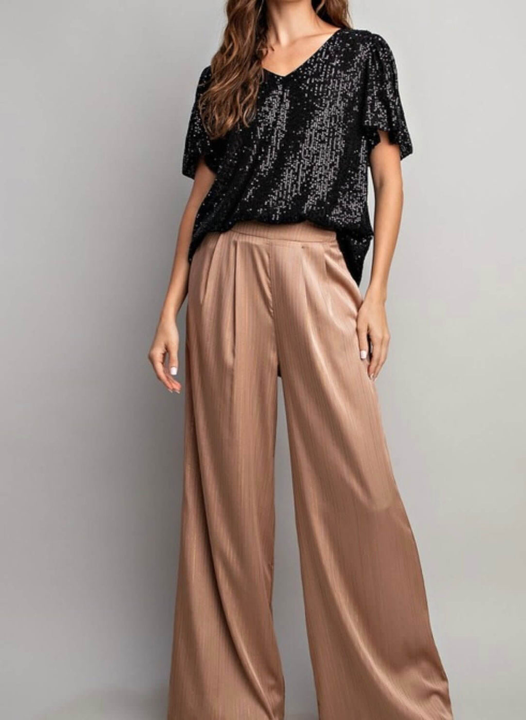 The Nichole Top: Short Sleeve Sequin Top - MomQueenBoutique
