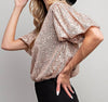 The Nichole Top: Short Sleeve Sequin Top - MomQueenBoutique