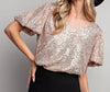 The Nichole Top: Short Sleeve Sequin Top - MomQueenBoutique