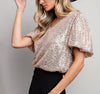 The Nichole Top: Short Sleeve Sequin Top - MomQueenBoutique