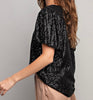 The Nichole Top: Short Sleeve Sequin Top - MomQueenBoutique