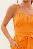 The Oriana Romper: Orange waist Tie Ruche Romper - MomQueenBoutique