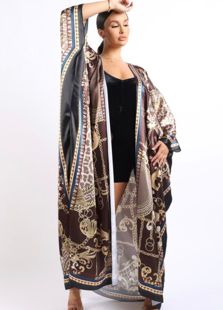 The Paris Duster: Printed Satin Maxi Duster - MomQueenBoutique