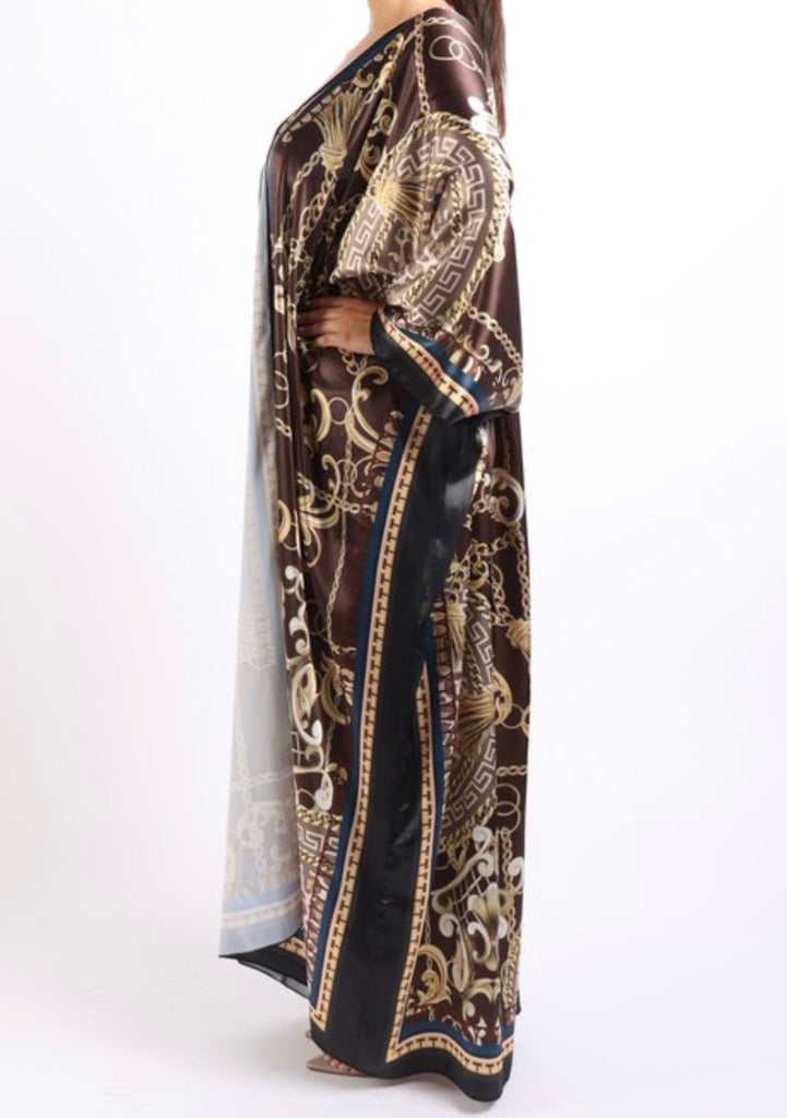 The Paris Duster: Printed Satin Maxi Duster - MomQueenBoutique