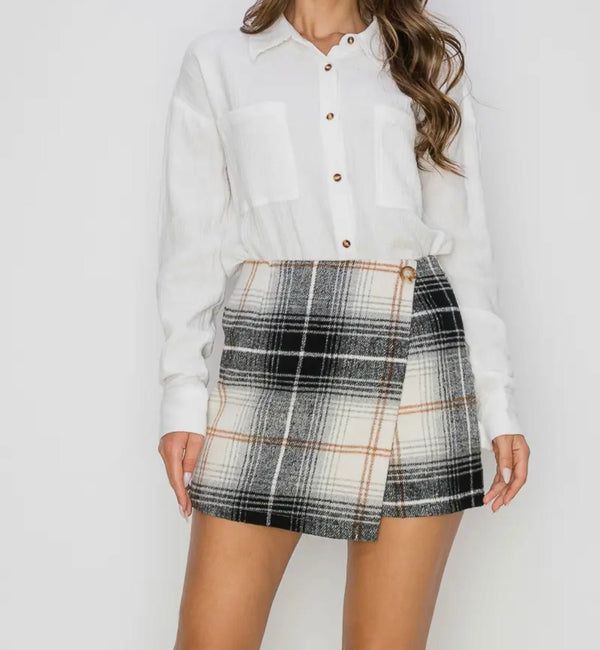 The Parker Skirt: Plaid Wrap Skort - MomQueenBoutique