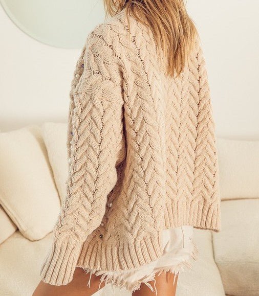 The Pearla Cardi: Knitted Pearl Cardigan - MomQueenBoutique
