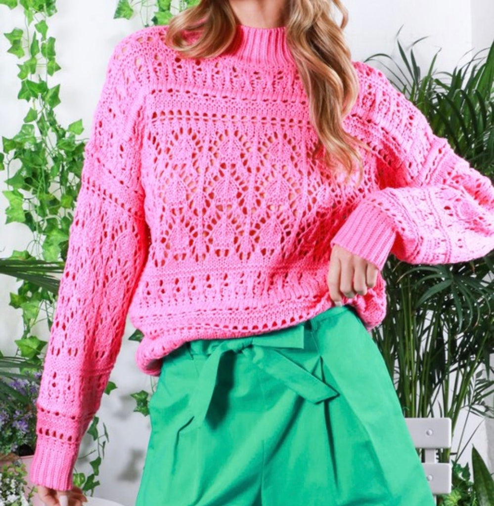 The Peyton Sweater: Pink Cable Knit Sweater - MomQueenBoutique