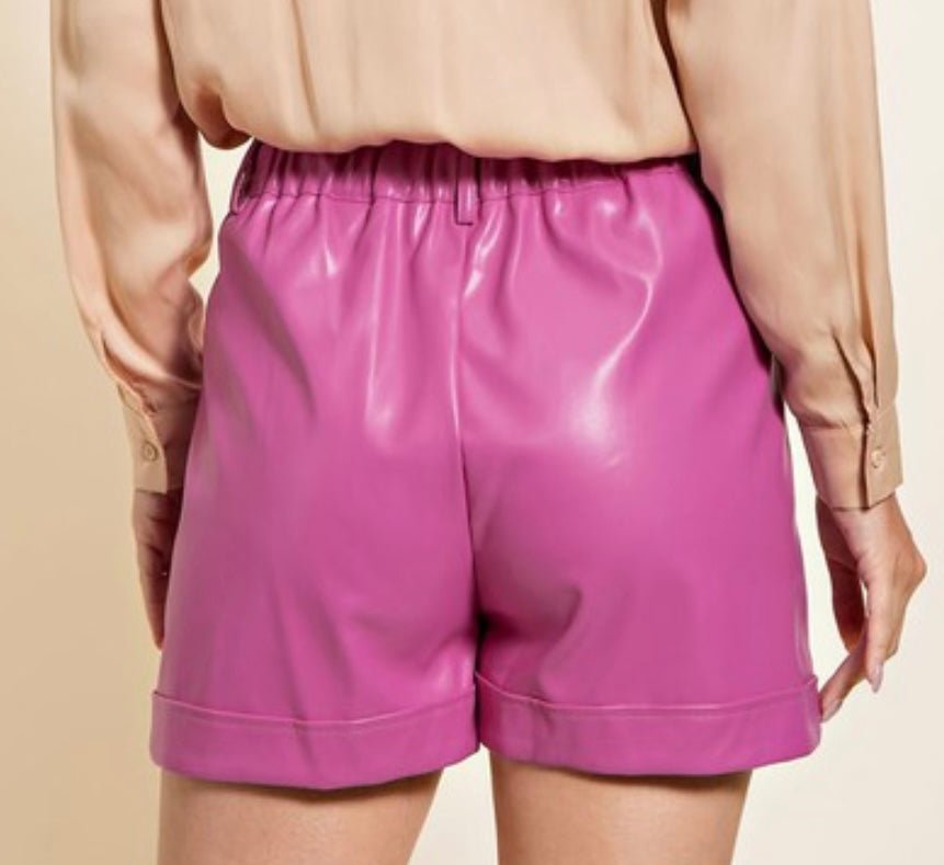 The Phoebe Shorts: Pink Pleather Shorts - MomQueenBoutique