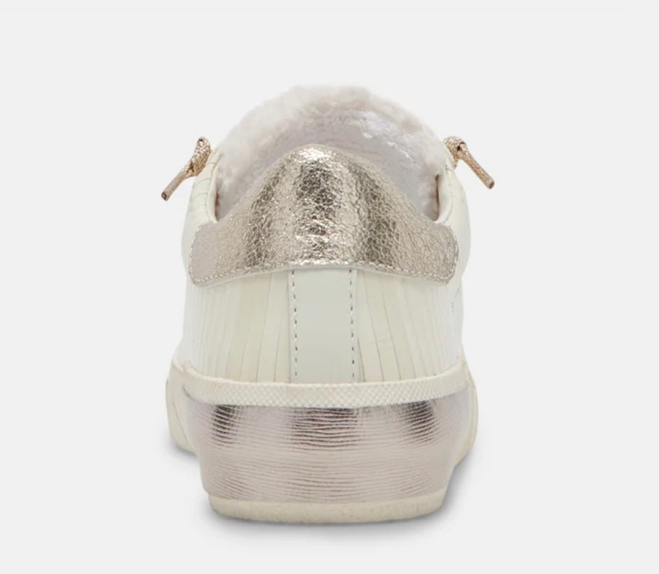 The Plush Sherling Sneakers: Fur Tongue White Leather Sneaker - MomQueenBoutique