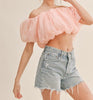 The Presley Top: Off The Shoulder Ballon Organza Top - MomQueenBoutique