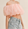 The Presley Top: Off The Shoulder Ballon Organza Top - MomQueenBoutique