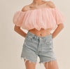 The Presley Top: Off The Shoulder Ballon Organza Top - MomQueenBoutique