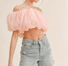 The Presley Top: Off The Shoulder Ballon Organza Top - MomQueenBoutique