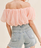 The Presley Top: Off The Shoulder Ballon Organza Top - MomQueenBoutique