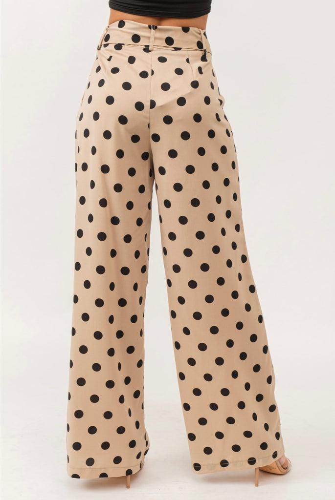The Presly Pants: Polka Dot Wide Leg Pants - MomQueenBoutique