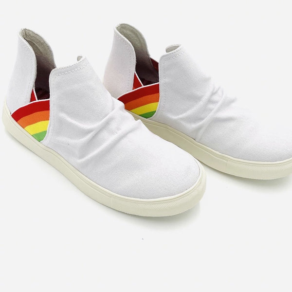 The Pride Sneakers: Slip on Rainbow High Top Sneakers - MomQueenBoutique