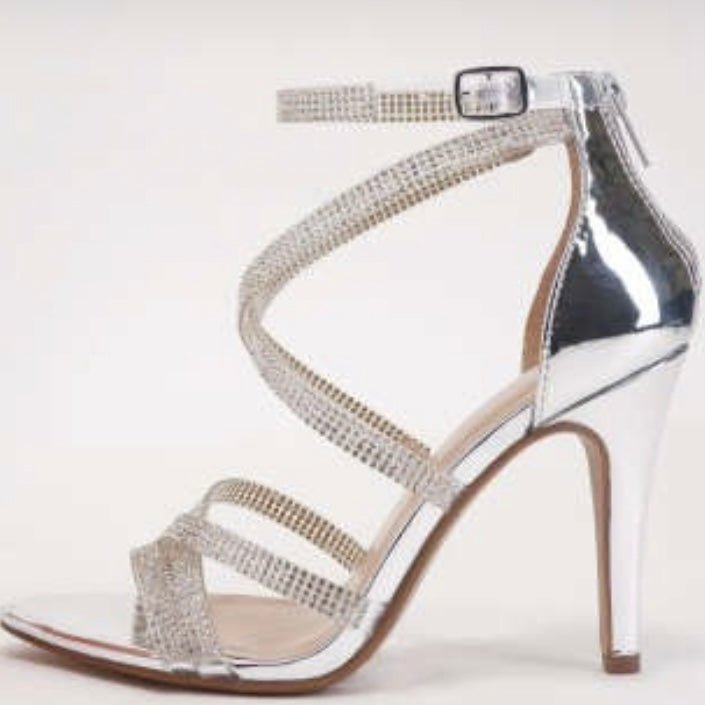 Liyke Sexy Silver Crystal Ankle Strap Sandals For Women 2023 Summer Square  Open Toe Rhinestone Heels Party Prom Shoes Size 35-42 - Women's Sandals -  AliExpress