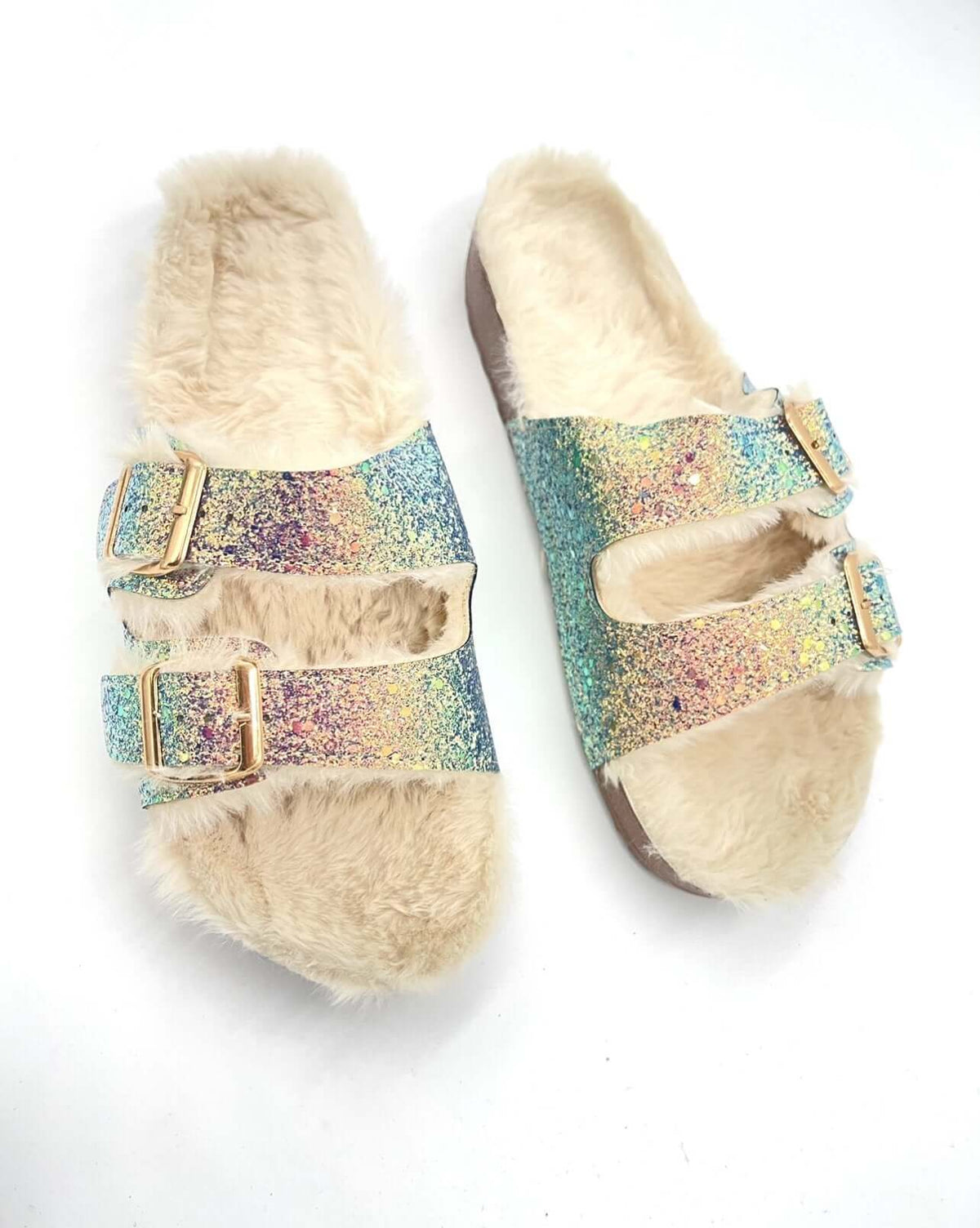 The Queen Birks Sparkly Furry Birkenstyle Slide