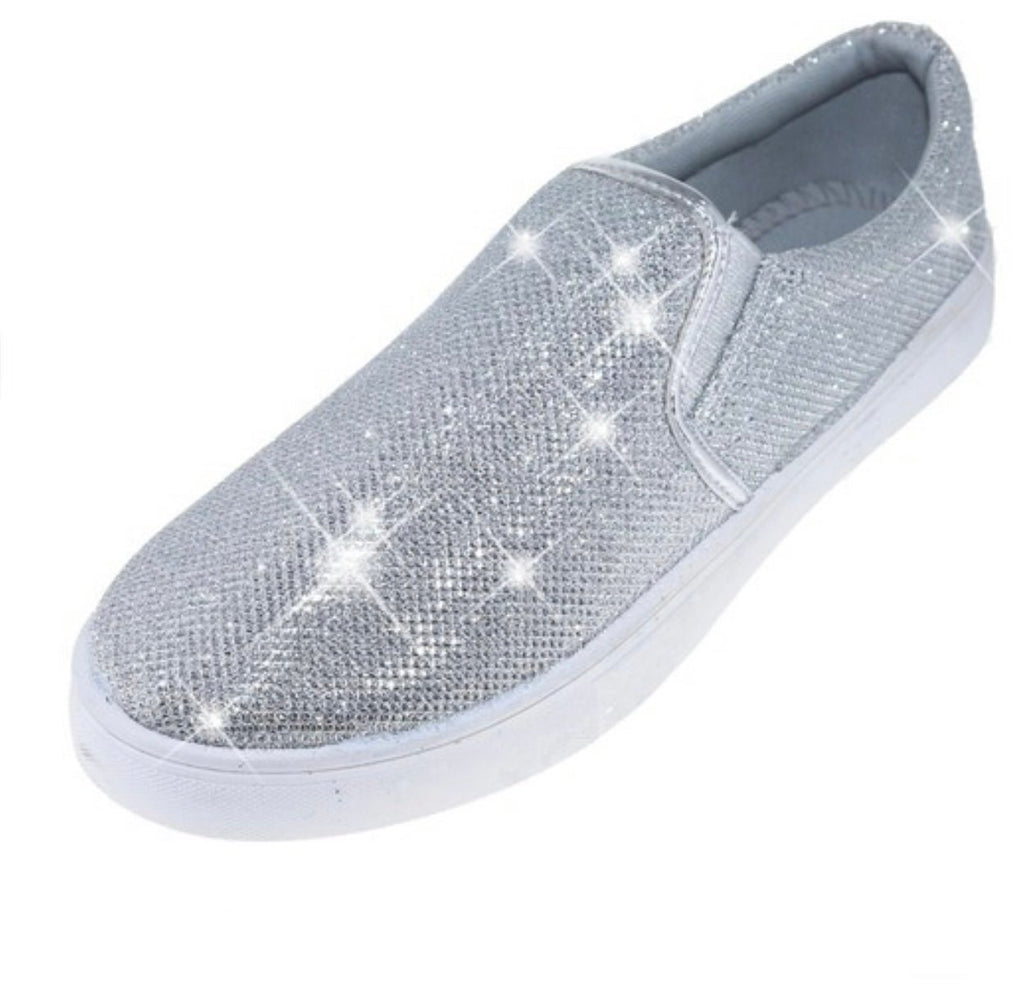 BELOS Womens Glitter Shoes Sparkly Lightweight Metallic Sequins Tennis Shoes