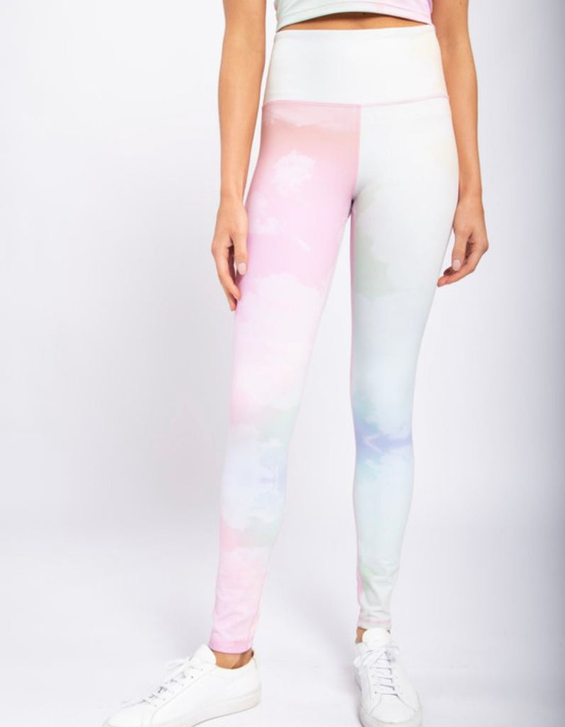 The Rainbow Brite Yoga Pants: Rainbow Cloud High Waisted Leggings - MomQueenBoutique
