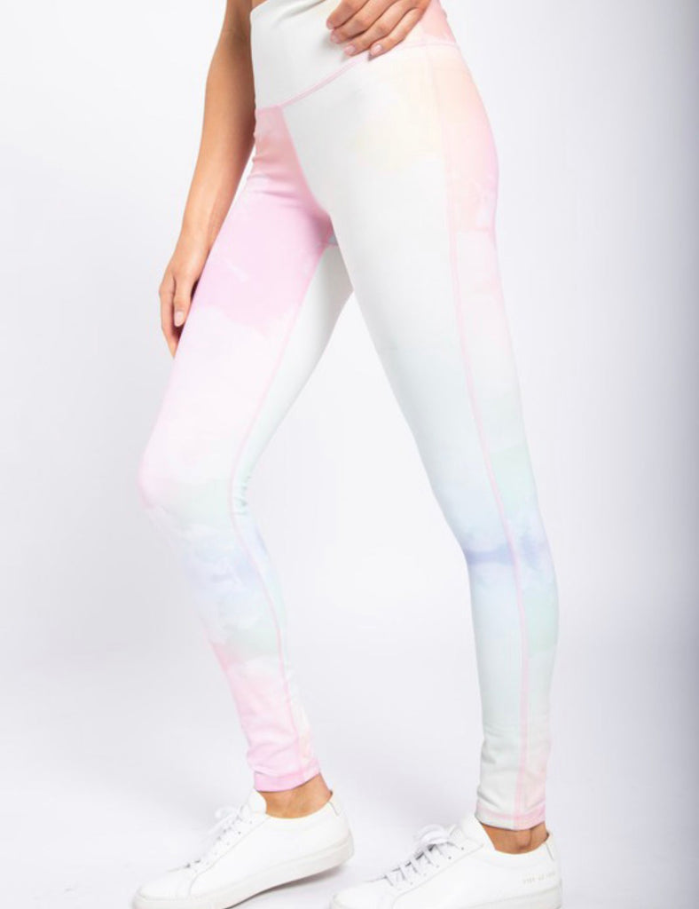 The Rainbow Brite Yoga Pants: Rainbow Cloud High Waisted Leggings - MomQueenBoutique