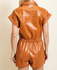 The Rhonda Romper: Camel Pleather Romper - MomQueenBoutique